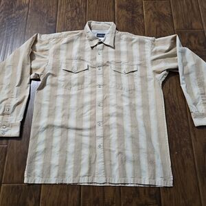 Patagonia Pearl Snap Shirt Organic Cotton Sz L Men's Vintage Western Rhythm